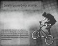 BMX stunt cyclist over abstract background with space for text Royalty Free Stock Photo