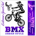BMX t-shirt Graphics. Extreme bike street style - Vector BMX cyclyst Royalty Free Stock Photo