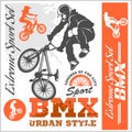 BMX t-shirt Graphics. Extreme bike street style - Vector BMX cyclyst Royalty Free Stock Photo