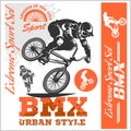 BMX t-shirt Graphics. Extreme bike street style - Vector BMX cyclyst