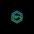 BN Hexagonal Logo Template Vector