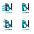 The BN Logo Set of abstract modern graphic design.Blue and gray with slashes and dots.This logo is perfect for companies, business