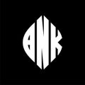 BNK circle letter logo design with circle and ellipse shape. BNK ellipse letters with typographic style. The three initials form a Royalty Free Stock Photo