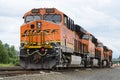 BNSF freight locomotives awaiting duty on a train Royalty Free Stock Photo