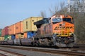 BNSF freight train in Seattle with a shipment of intermodal containers