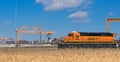 BNSF locomotive waiting for a freight train