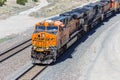 BNSF Railway freight train at Abo pass in New Mexico, United States