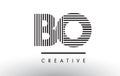 BO B O Black and White Lines Letter Logo Design.