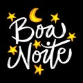 Boa Noite hand lettering. Brazilian. Good night. Greeting card.