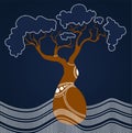 Boab Baobab Tree Vector Painting. Royalty Free Stock Photo
