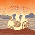 Boab Baobab Tree Vector Painting.