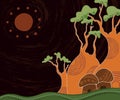 Boab baobab tree vector painting. Royalty Free Stock Photo