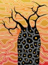 Boab & x28;Baobab& x29; Tree Vector Painting. Royalty Free Stock Photo