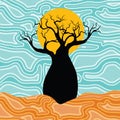 Boab & x28;Baobab& x29; Tree Vector Painting. Royalty Free Stock Photo