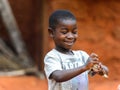 Unidentified Ghanaian girl smiles in the local village.