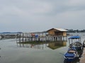 A boad floating in the water, located in Pari Island