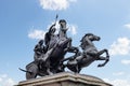Boadicea and Her Daughters is a bronze sculptural group in London representing Boudica, queen of the Celtic Iceni tribe, Royalty Free Stock Photo