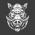 Boar head in black and white color style