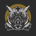 Boar head with dark background vector illustration Royalty Free Stock Photo