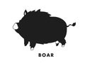 Boar isolated vector Silhouettes Royalty Free Stock Photo