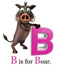 Boar wild animal with alphabate