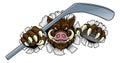 Boar Wild Hog Razorback Warthog Pig Hockey Mascot Royalty Free Stock Photo