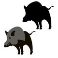 Boar wild vector illustration flat style silhouette