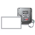 With board button enter in the shape mascot Royalty Free Stock Photo