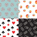 Board and card seamless pattern line icons vector background set.