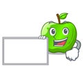 With board cartoon of big shiny green apple Royalty Free Stock Photo