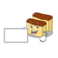 With board castella cake isolated in the cartoon