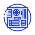 Board, Computer, Main, Mainboard, Mother Blue Dotted Line Line Icon