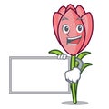 With board crocus flower character cartoon Royalty Free Stock Photo