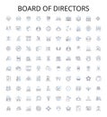 Board of Directors outline icons collection. Board, Directors, Trustees, Committee, Council, Panel, Oversight vector