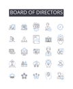 Board of Directors line icons collection. Executive Committee, Management Team, Advisory Board, Steering Group Royalty Free Stock Photo