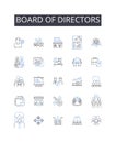Board of Directors line icons collection. Executive Committee, Management Team, Advisory Board, Steering Group Royalty Free Stock Photo