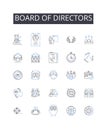 Board of Directors line icons collection. Executive Committee, Management Team, Advisory Board, Steering Group Royalty Free Stock Photo