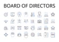 Board of Directors line icons collection. Executive Committee, Management Team, Advisory Board, Steering Group