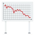 Board Down Red Graph Flat Icon on White Royalty Free Stock Photo