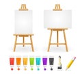 Board Easel Blank Empty Template and Painting Accessories Set. Vector