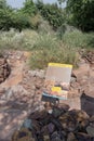 Board explaining the colors of the minerals of desert, at Rao Jodha Desert Rock Park