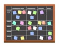 Board full of tasks on sticky note cards.