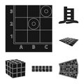 Board game black icons in set collection for design. Game and entertainment vector symbol stock web illustration. Royalty Free Stock Photo