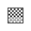 Board game of checkers icon isolated. Ancient Intellectual board game. Chess board. White and black chips