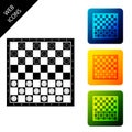 Board game of checkers icon isolated. Ancient Intellectual board game. Chess board. White and chips. Set icons colorful