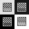 Board game of checkers icon isolated on black, white and transparent background. Ancient Intellectual board game. Chess