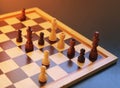 Board game of chess. Wooden chess pieces are located on a chessboard. Concept logic, strategy Royalty Free Stock Photo