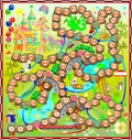 A board game for children with a dice. Map of a fairytale country.
