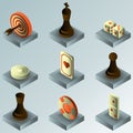 Board game color gradient isometric icons Royalty Free Stock Photo