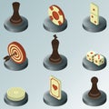 Board game color isometric icons Royalty Free Stock Photo